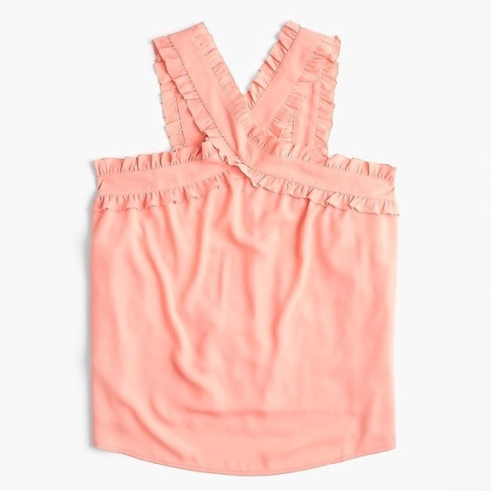 NWT J. Crew Drapey Ruffle Strap Tank Top 6